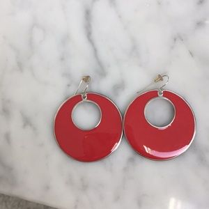 Red hoop earrings